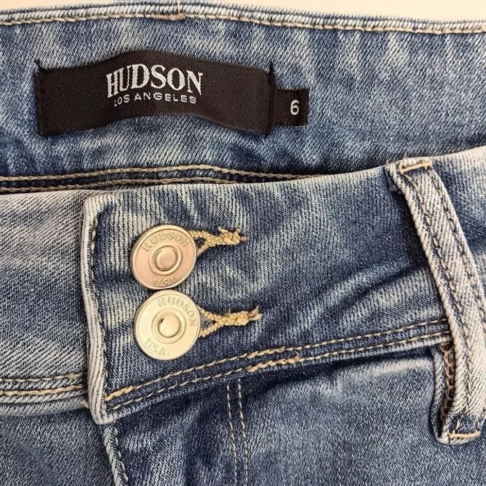 Hudson Jeans Womens 6 Blue Denim Straight Leg High Rise Double Button‎ Classic
